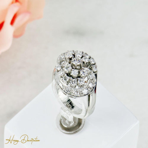 Bague 50 Bague en or blanc 14 carats avec diamants 58 Facettes 2319