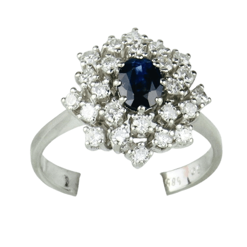 Bague 56.5 Bague en or blanc 14K avec saphir et brillants 58 Facettes 2189