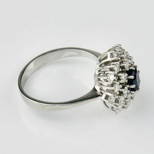 Bague 56.5 Bague en or blanc 14K avec saphir et diamants 58 Facettes 2189