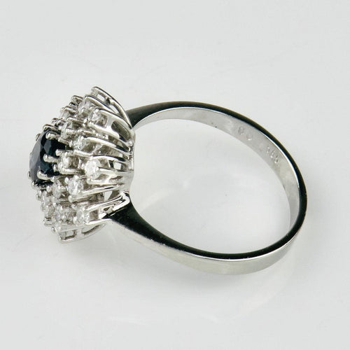 Bague 56.5 Bague en or blanc 14K avec saphir et diamants 58 Facettes 2189