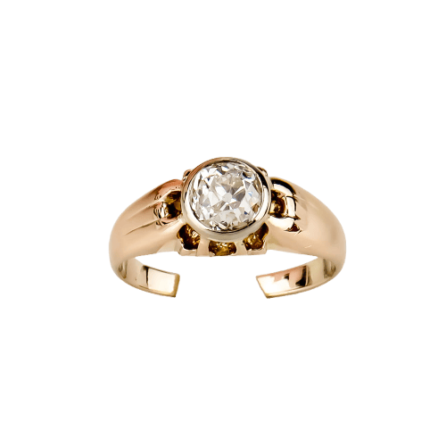 Bague 47 Bague Belcher édouardienne en or rose 14K avec diamant 58 Facettes 2466