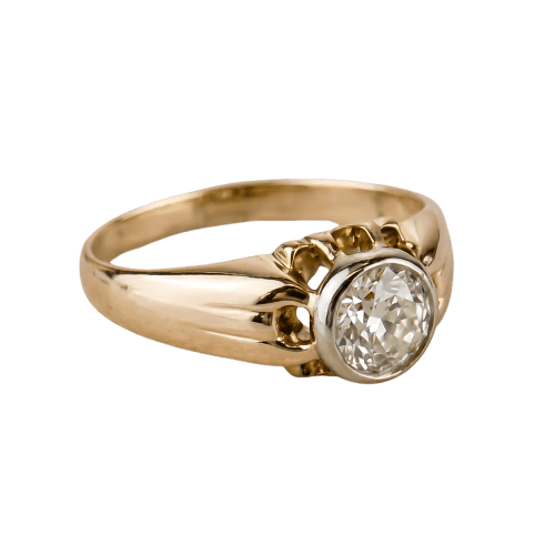 Bague 47 Bague Belcher édouardienne en or rose 14 carats et diamant 58 Facettes 2466
