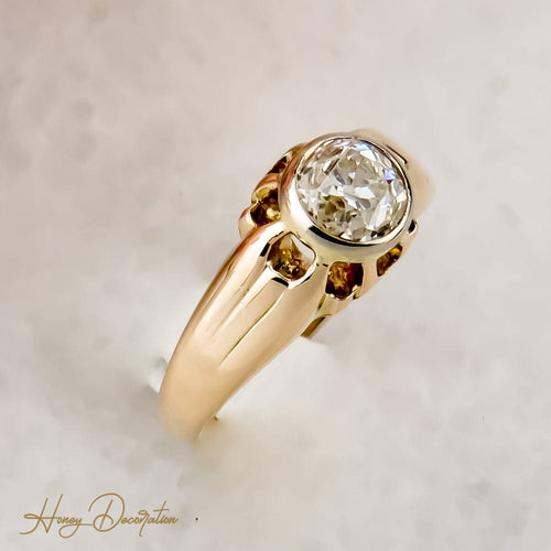 Bague 47 Bague Belcher édouardienne en or rose 14K avec diamant 58 Facettes 2466