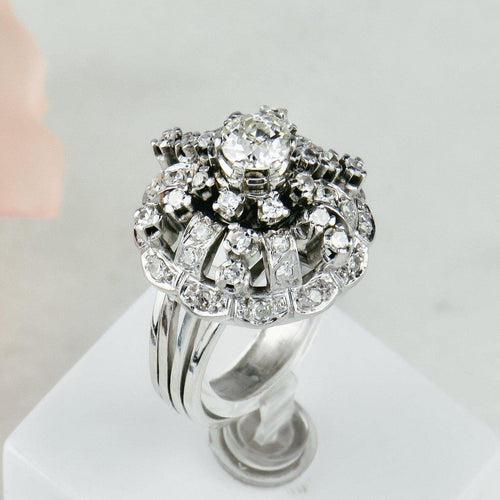 Bague 59 Platinring - Bague en platine diamants 58 Facettes 1841