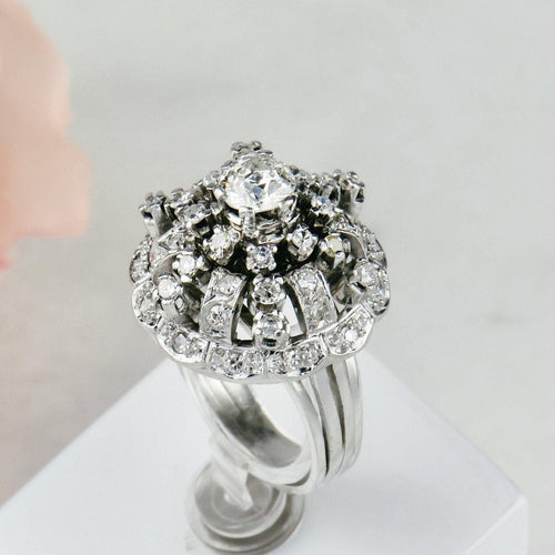 Bague 59 Platinring - Bague en platine diamants 58 Facettes 1841