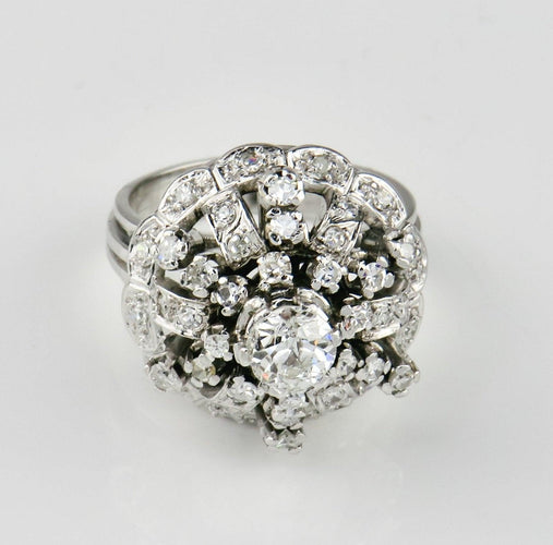 Bague 59 Platinring - Bague en platine diamants 58 Facettes 1841