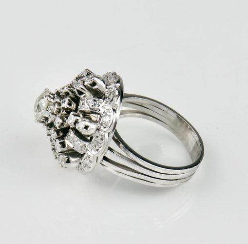 Bague 59 Platinring - Bague en platine diamants 58 Facettes 1841