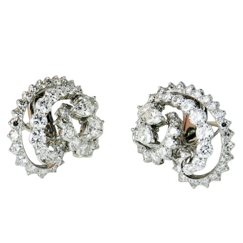 Boucles d'oreilles Ohrrings clips en platine et diamants 58 Facettes 1843