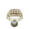 Bague 56 Bague cocktail en or jaune 750 pavée de trois rangées de diamants 58 Facettes 1828