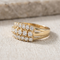 Bague 56 Bague cocktail en or jaune 750 pavée de trois rangées de diamants 58 Facettes 1828