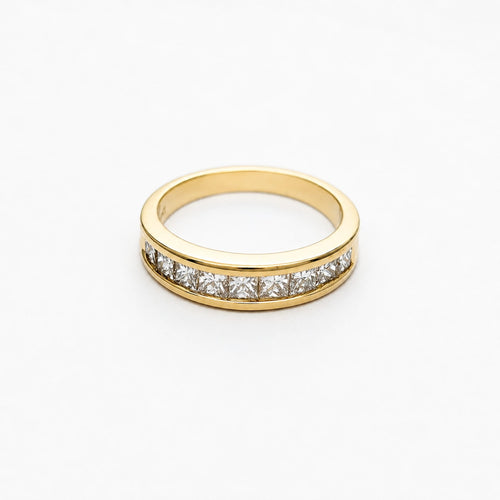 Bague 53 Demi-alliance en or jaune et diamants 58 Facettes 32182