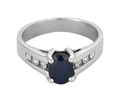 Bague 52 Bague jonc en or blanc 18K avec saphir 0,70 ct et diamants 58 Facettes DIE1709