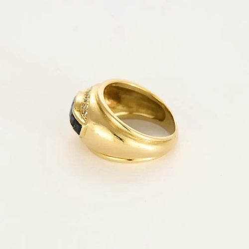 Bague 50 Bague jonc en or jaune 18K avec saphir 0,90 ct et diamants 58 Facettes REU1222