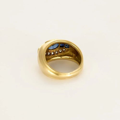 Bague 50 Bague jonc en or jaune 18K avec saphir 0,90 ct et diamants 58 Facettes REU1222