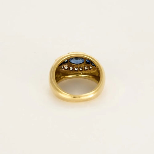 Bague 50 Bague jonc en or jaune 18K avec saphir 0,90 ct et diamants 58 Facettes REU1222