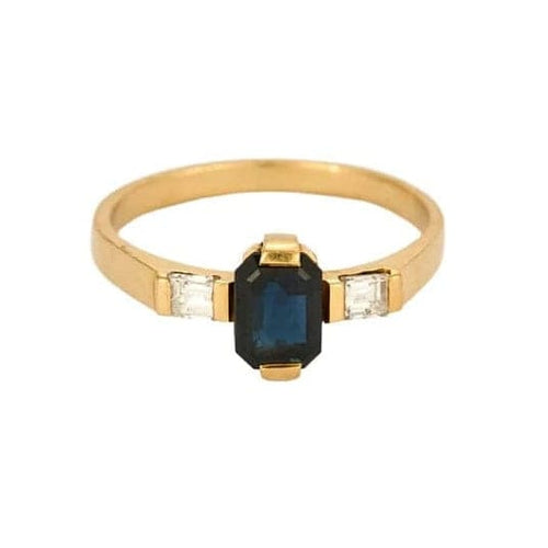 Bague 53.5 Bague en or jaune 18K avec saphir 0,75 ct et diamants 58 Facettes DRE1557