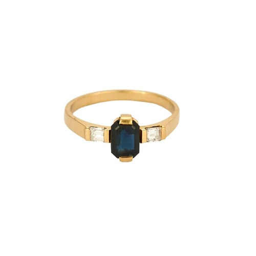 Bague 53.5 Bague en or jaune 18K avec saphir 0,75 ct et diamants 58 Facettes DRE1557