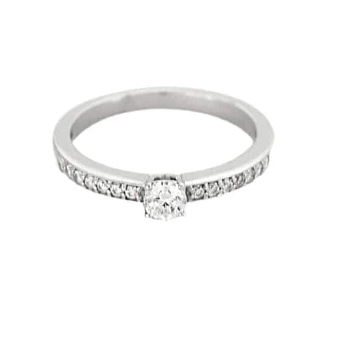 Bague 52.5 Bague solitaire en or blanc 18K avec diamant 0,20 ct 58 Facettes GU295