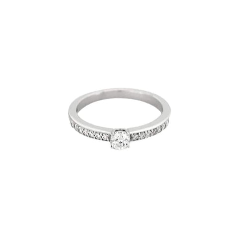 Bague 52.5 Bague solitaire en or blanc 18K avec diamant 0,20 ct 58 Facettes GU295