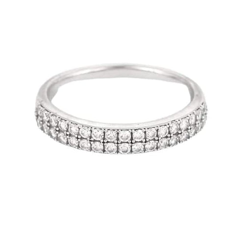 Bague 53 Alliance semi-pavée en or blanc 18K et diamants 0,68 ct 58 Facettes CLA0366
