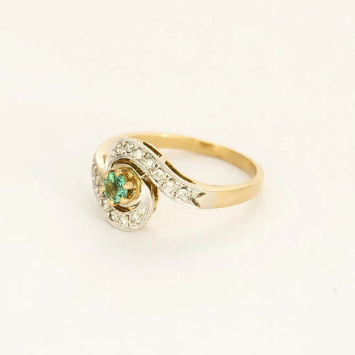Bague 56.5 Bague en or jaune et gris 18K avec topaze et diamants 58 Facettes ROD3526