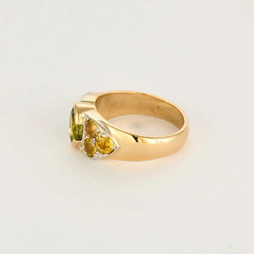 Bague 56 Bague en or jaune, péridot et citrines 58 Facettes MON0771
