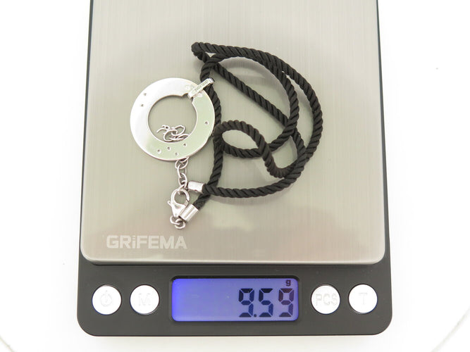 Collier collier DINH VAN pendentif cible or blanc 18k 6.3gr & diamants cordon baccarat 58 Facettes 272709