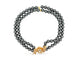 collar de dos hileras con perlas de hematites negras, oro amarillo de 18k y diamantes de 0,67ct 