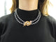 collar de dos hileras con perlas de hematites negras, oro amarillo de 18k y diamantes de 0,67ct 
