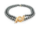 collar de dos hileras con perlas de hematites negras, oro amarillo de 18k y diamantes de 0,67ct 