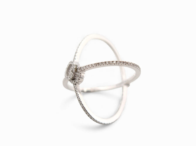 Bague 51 Gucci GG Running - Bague 7 mm en or blanc 18k et diamants, t51 58 Facettes 271885
