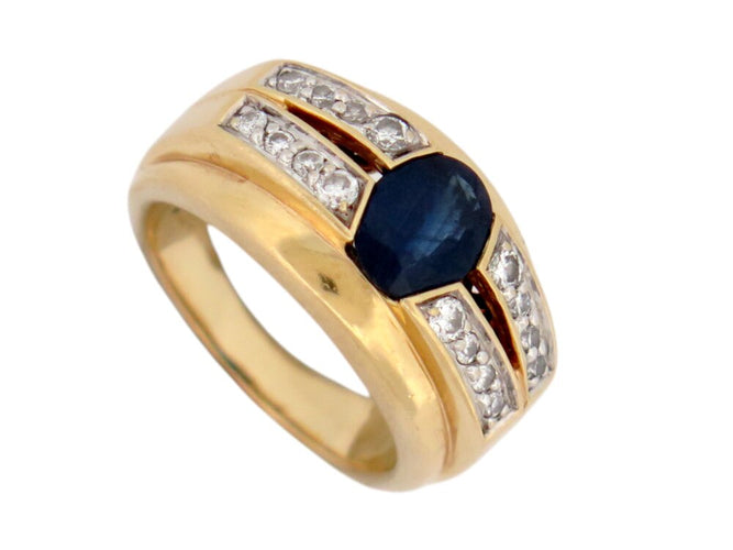 Bague 53 Bague style Art déco en or jaune 18K avec saphir et diamants 58 Facettes 268366