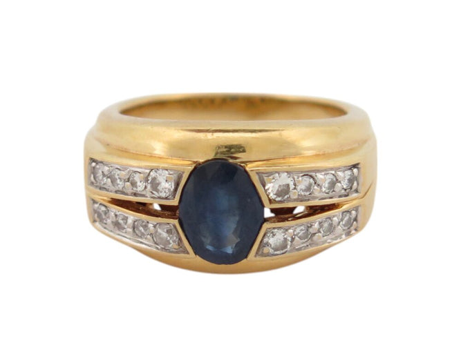 Bague 53 Bague style Art déco en or jaune 18K avec saphir et diamants 58 Facettes 268366