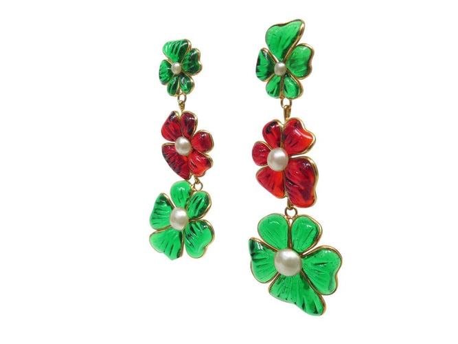 Boucles d'oreilles Augustine Paris par Gripoix - Parure collier et boucles d’oreilles camélia 58 Facettes 269071