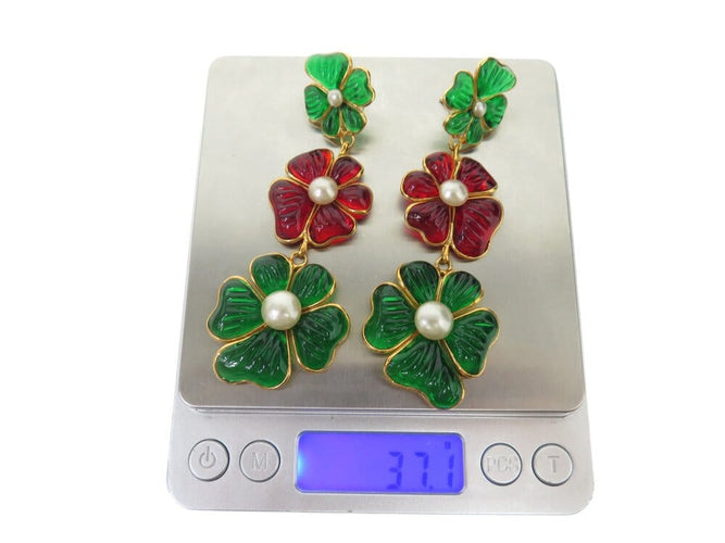 Boucles d'oreilles Augustine Paris par Gripoix - Parure collier et boucles d’oreilles camélia 58 Facettes 269071