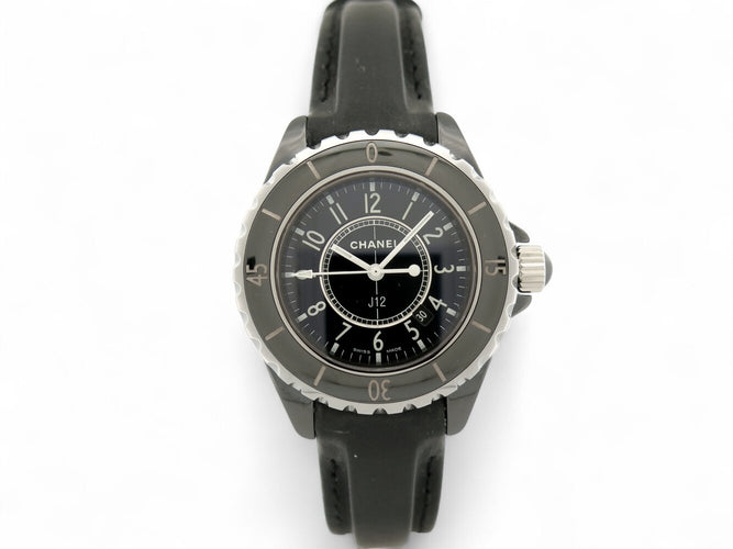 ceas CHANEL j12 h5695 quartz 33 mm ceramică & curea din piele 