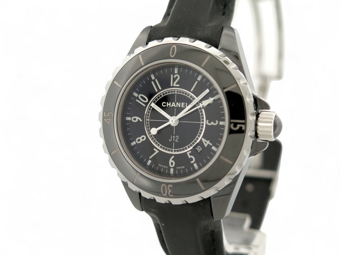 ceas CHANEL j12 h5695 quartz 33 mm ceramică & curea din piele 