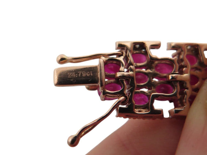 Bracelet Michael Christoff - Bracelet style tapis en or rose 14k rubis et diamants 58 Facettes 269285
