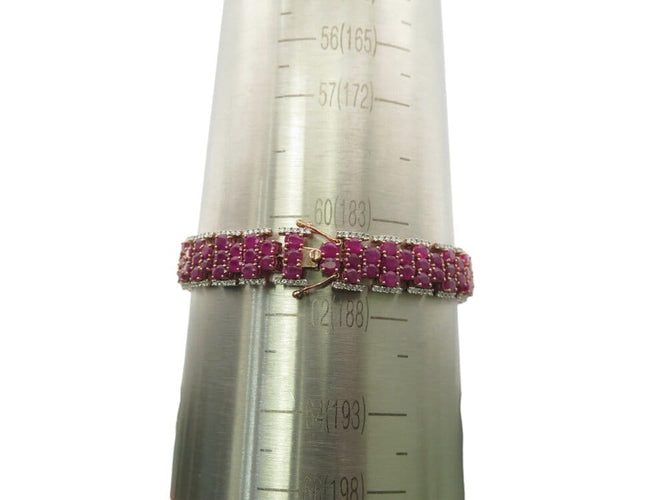 Bracelet Michael Christoff - Bracelet style tapis en or rose 14k rubis et diamants 58 Facettes 269285