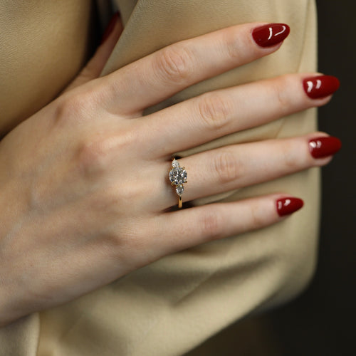 Bague 53.5 Solitaire - Bague en or jaune 18k avec diamants 1,17 ct + 0,31 ct 58 Facettes FB11110 / FB11202