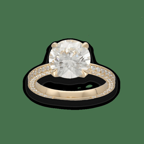Bague 53 Solitaire - Bague en or jaune 18 carats avec diamant 3,04 ct et pavage 58 Facettes FB10500