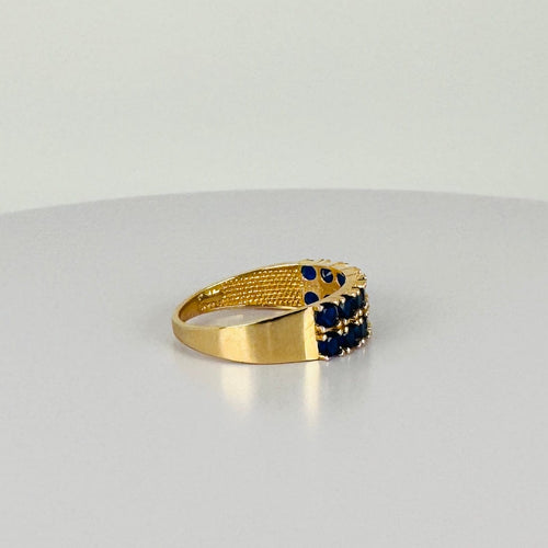 Bague 54 Bague vintage en or jaune 14k et saphirs bleus 58 Facettes 2602001
