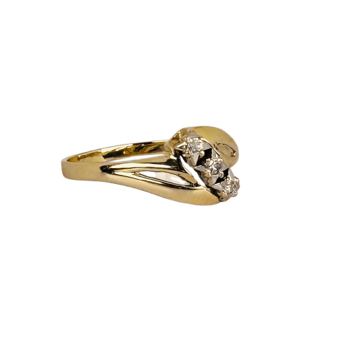 Bague 57 Bague vintage en or jaune 14 carats et diamants 58 Facettes 2512014