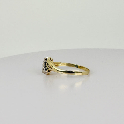Bague 57 Bague vintage en or jaune 14 carats et 3 diamants 58 Facettes 2512014