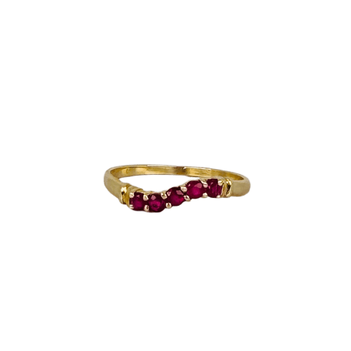 Bague 54 Bague chevron vintage en or jaune 14 carats et rubis 58 Facettes 2505007