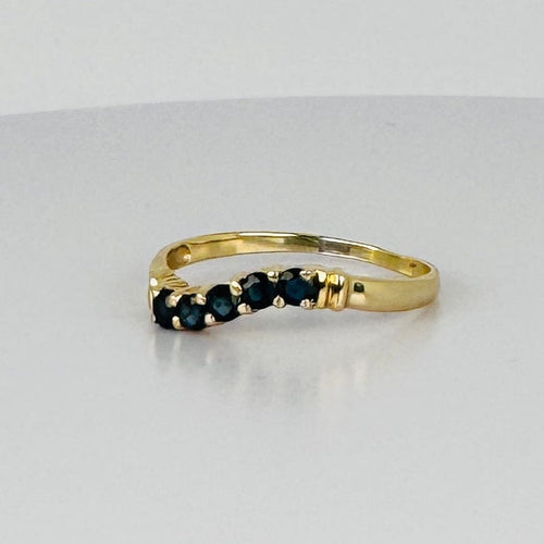 Bague 54 Bague chevron vintage en or jaune 14 carats et saphirs bleus 58 Facettes 2505009