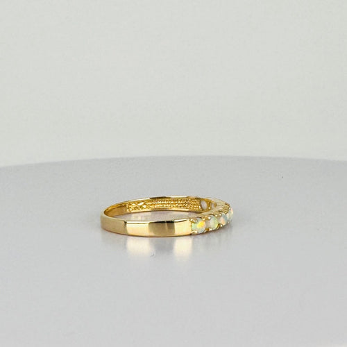 Bague 60 Bague vintage en or jaune 14k avec 8 opales 58 Facettes 2511009