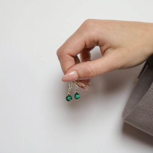 Boucles d'oreilles Boucles d'oreilles vintage en or jaune et malachite verte 58 Facettes 2505019