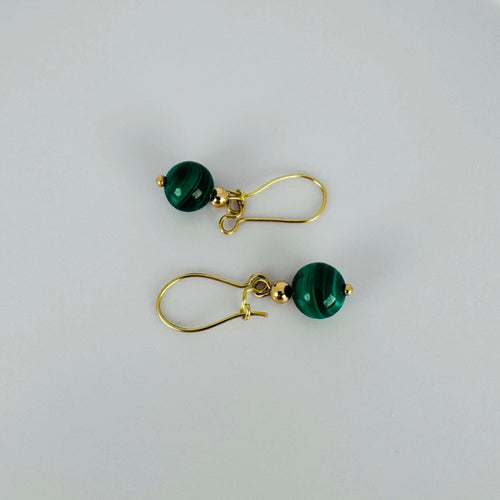 Boucles d'oreilles Boucles d'oreilles vintage en or jaune et malachite verte 58 Facettes 2505019