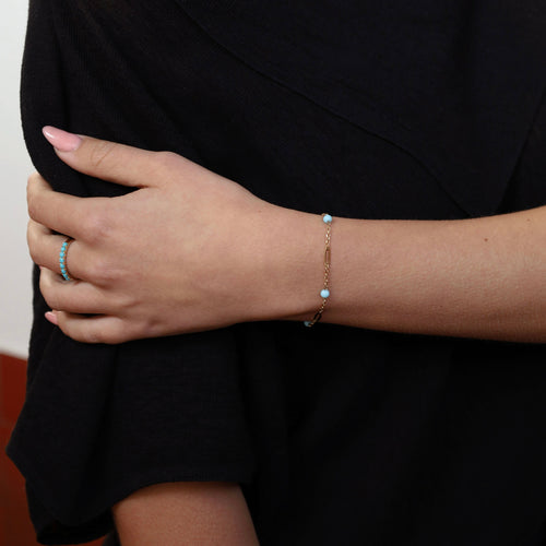 Bracelet Bracelet vintage en or 18 carats avec turquoises 58 Facettes 2601011